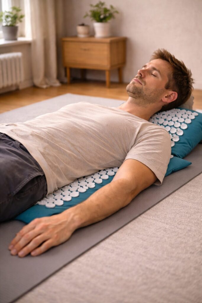 Akupressurmatte und Akupressurkissen gegen Nackenschmerzen