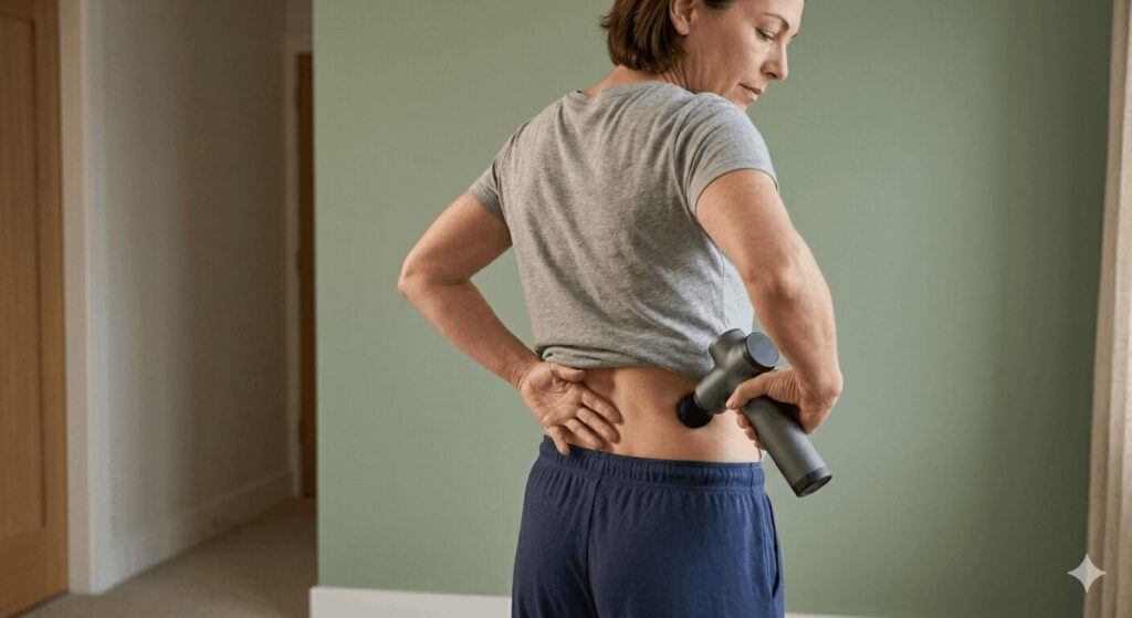 Punktuelle Perkussionsmassage mit einer Massagepistole