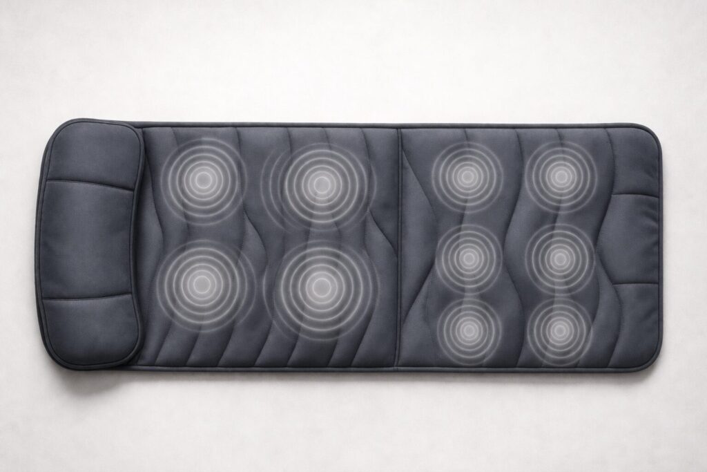 Vibrationszonen einer Vibrations-Massagematte schematisch dargestellt