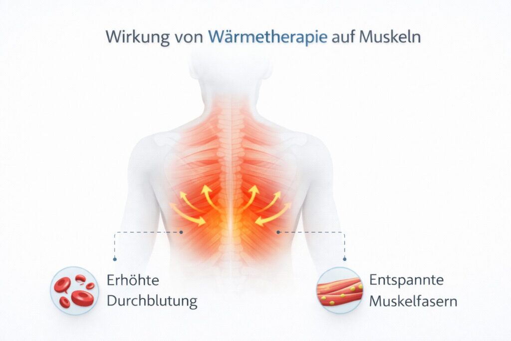 Infografik zur Wirkung von Wärme auf Muskulatur und Durchblutung