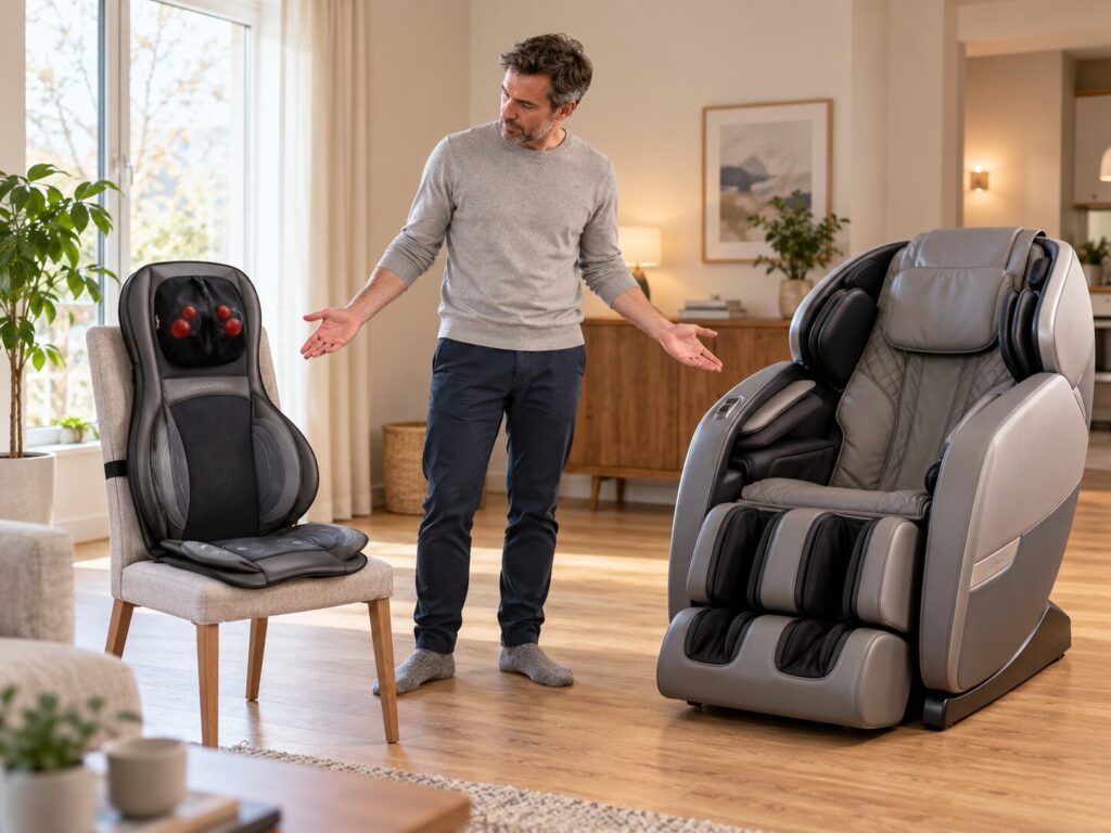 Massageauflage oder Massagesessel – wann lohnt sich welche Lösung? 1 Massageauflage oder Massagesessel – wann lohnt sich welche Lösung?