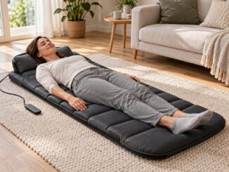 Massagematte zum Liegen mit mehreren Massagezonen in einem modernen Wohnzimmer